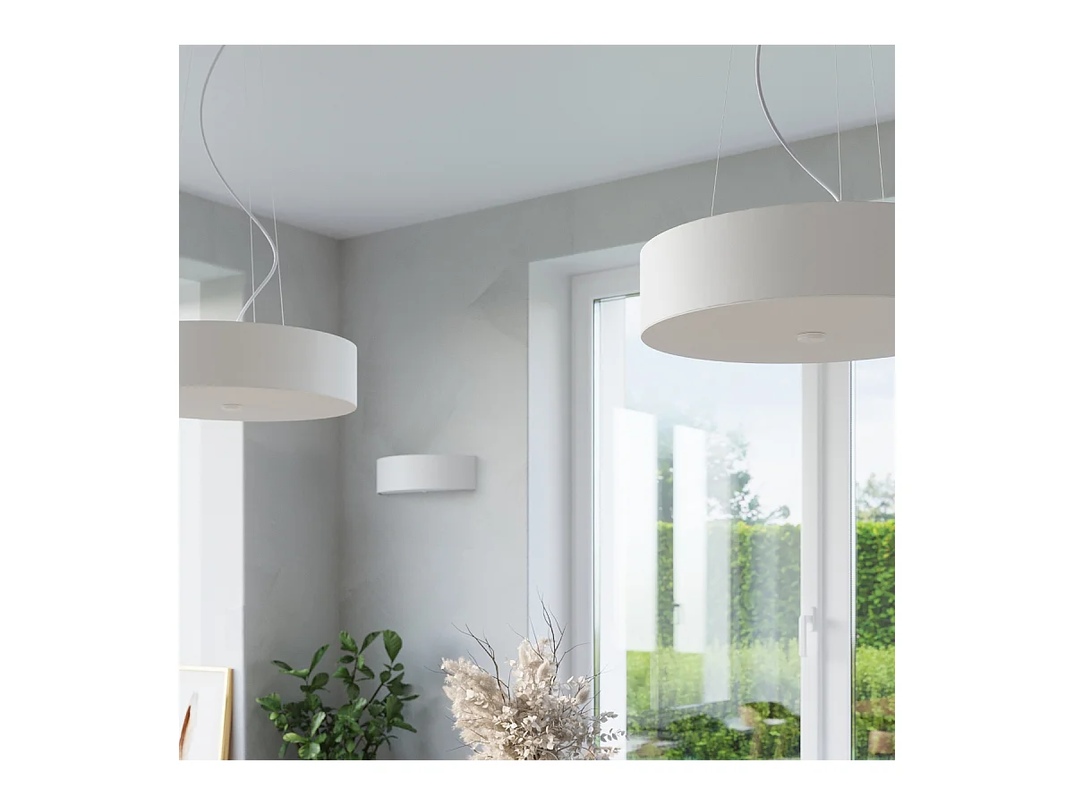 Lampadario Cilindrico Bianco 50cm E27 Lámpara colgante cilíndrica Blanca 50cm E27