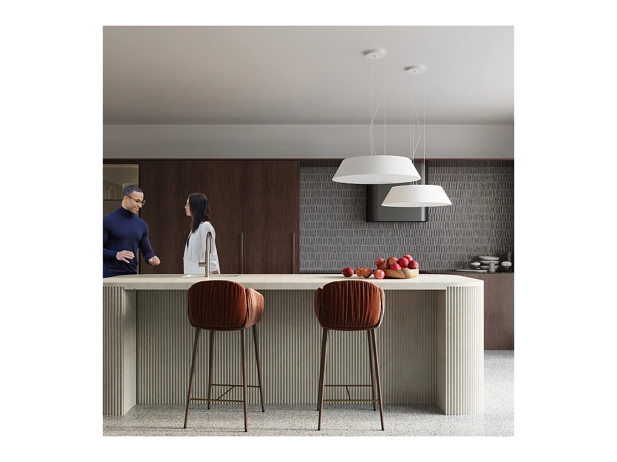 Kroonluchters Vega Minimalistisch Van  - 5 Lichtbronnen - L.60 X H.105 Cm - Wit