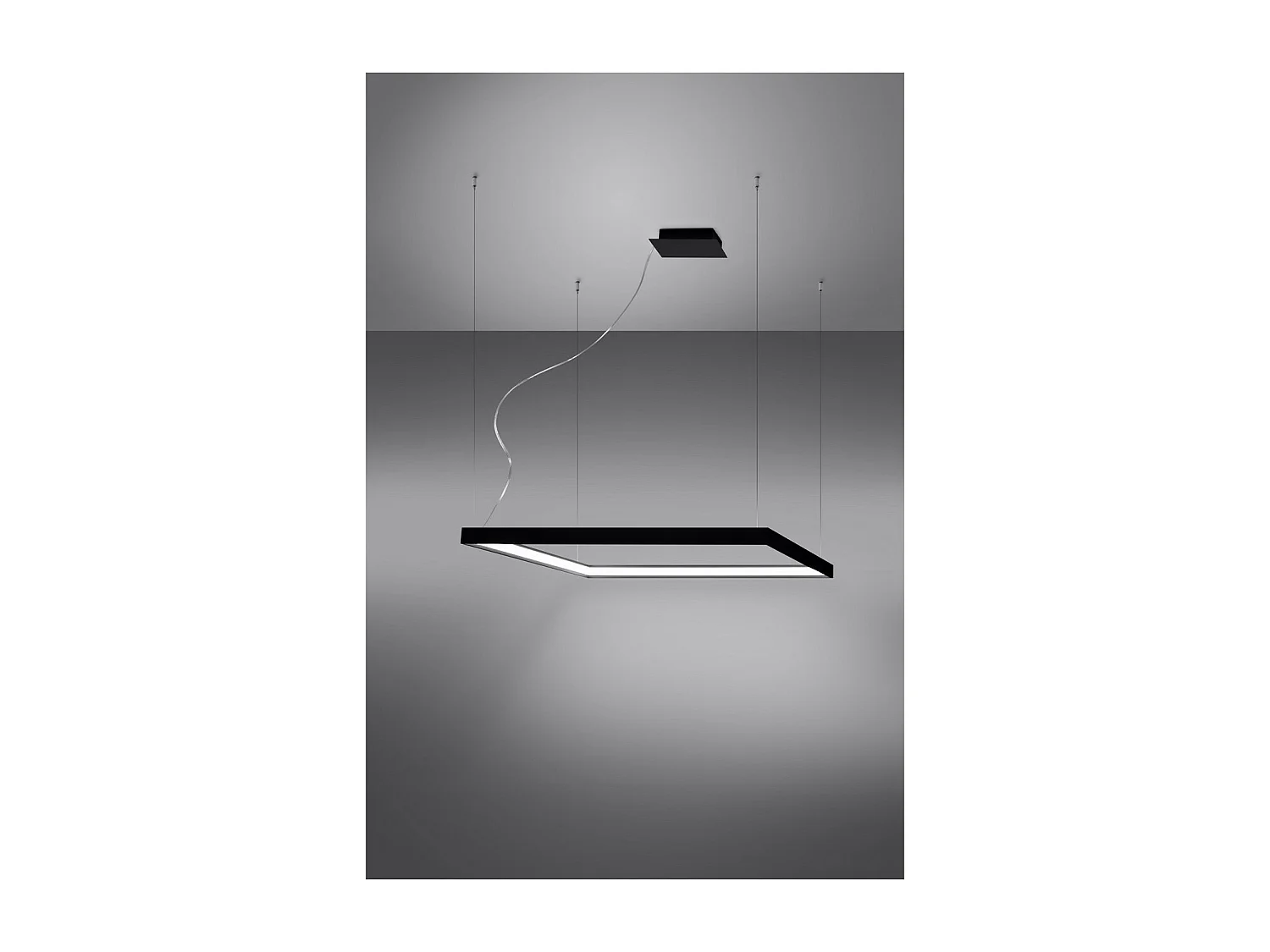 Sollux Lighting Nelya Lámpara de techo colgante cuadrada LED integrada, negra, 4000K, 5757lm