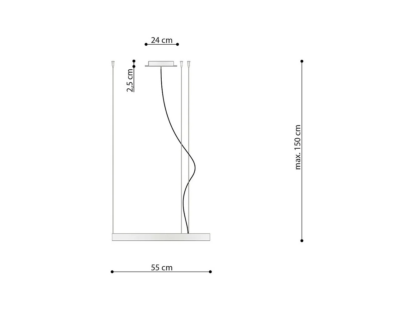 Sollux Lighting Rio Plafonnier suspendu à anneau LED intégré, noir, 4000K, 3870lm