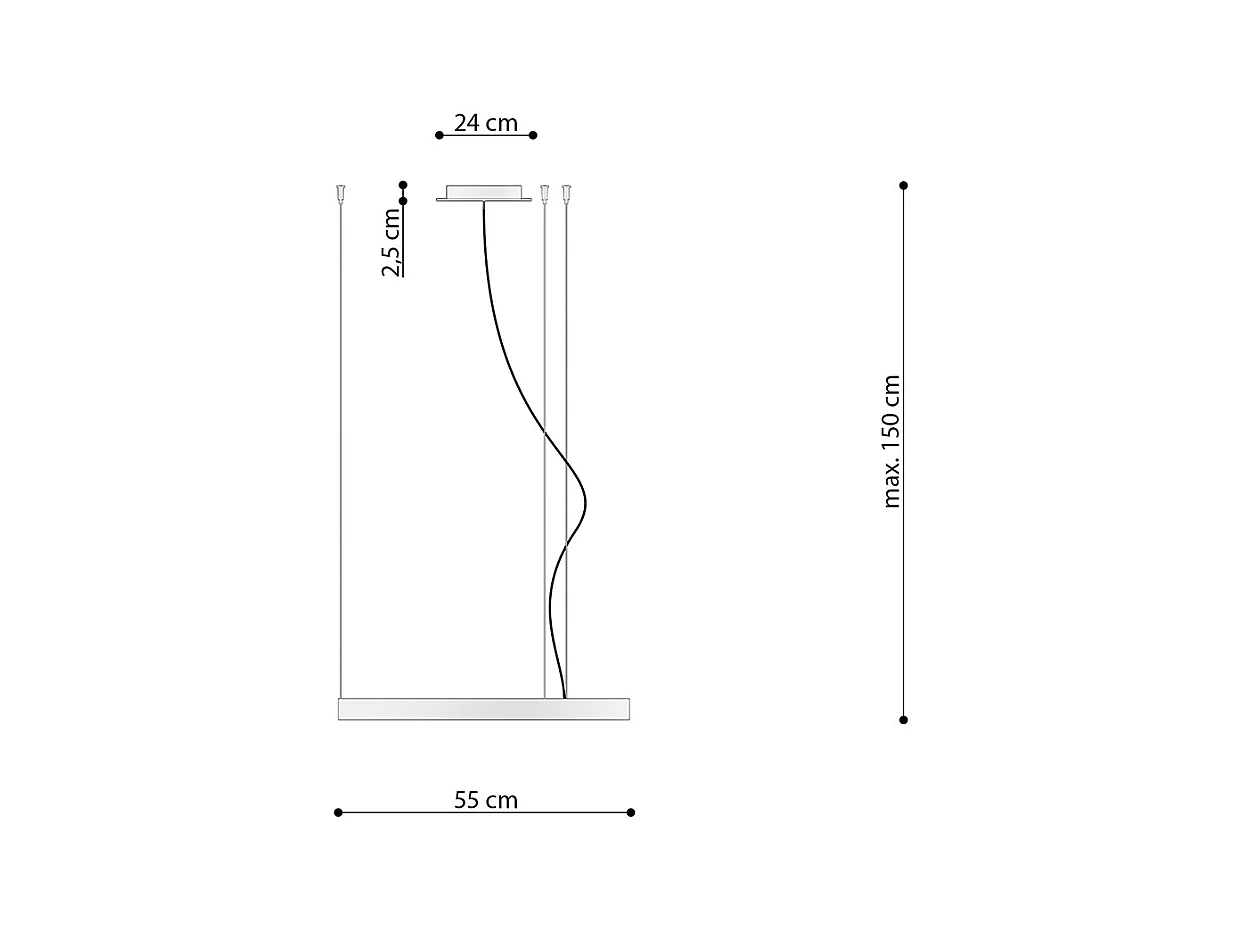 Sollux Lighting Rio Plafonnier suspendu à anneau LED intégré, noir, 4000K, 3870lm