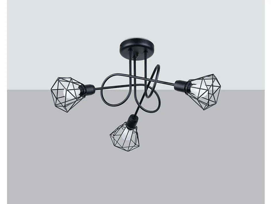 Sollux Artemis Lámpara de techo semiempotrable multi brazos negra