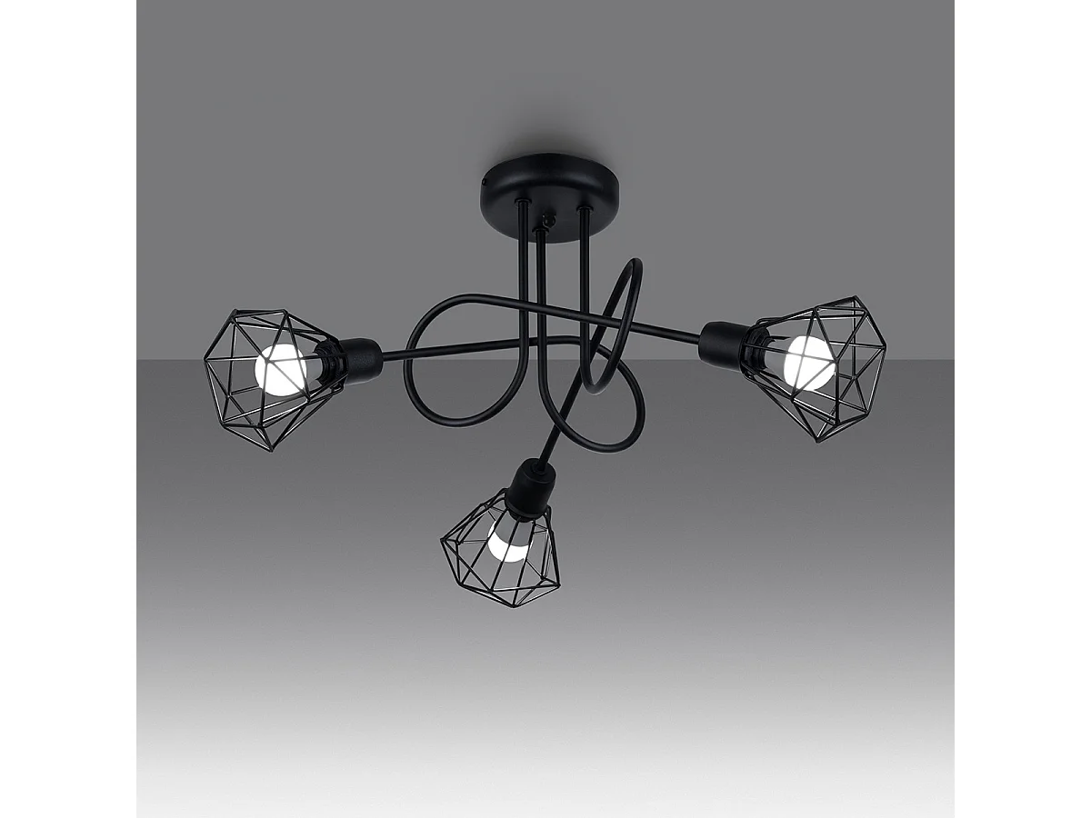 Sollux Artemis Lámpara de techo semiempotrable multi brazos negra