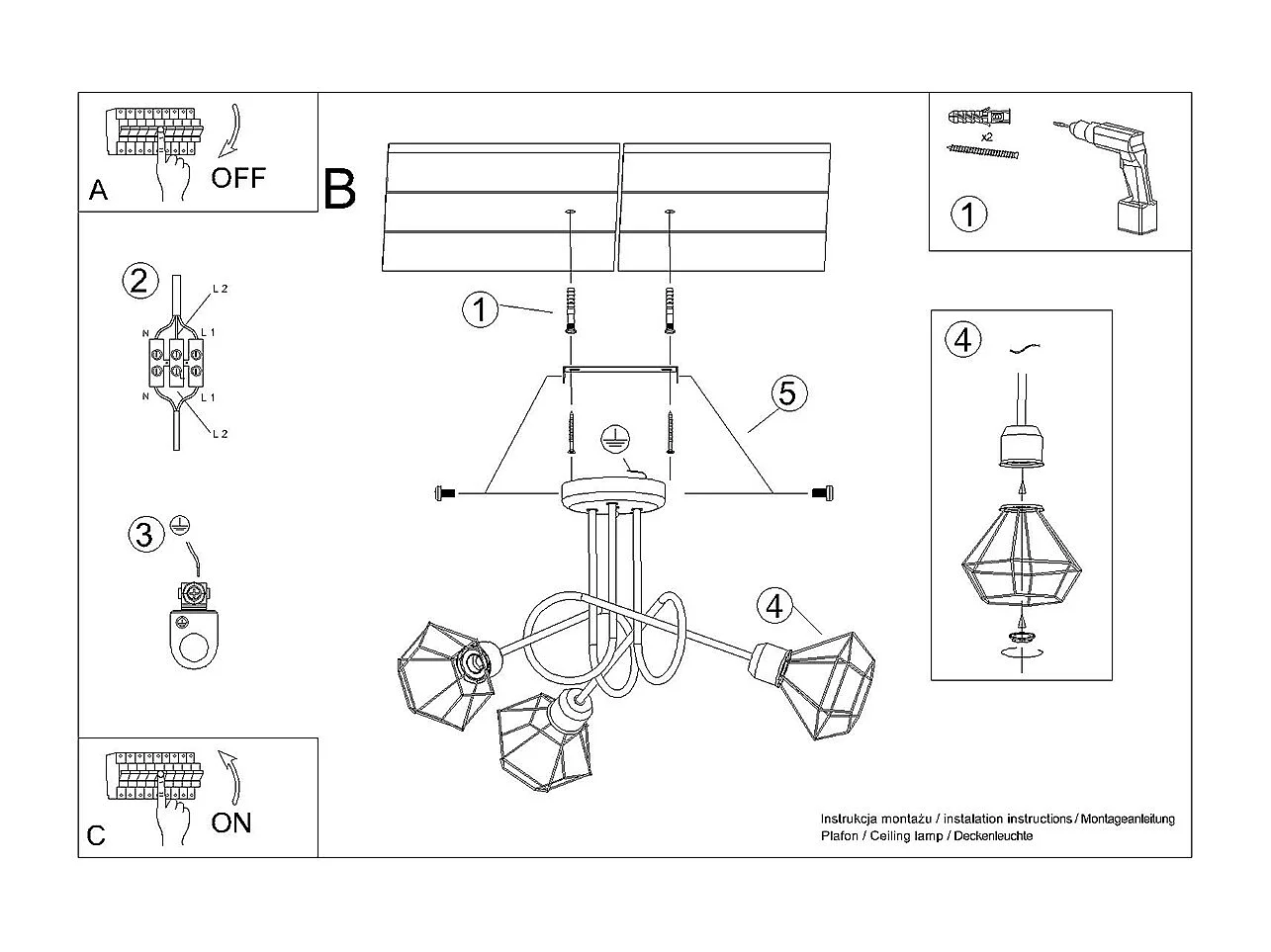 Żyrandol ARTEMIS 3S czarny