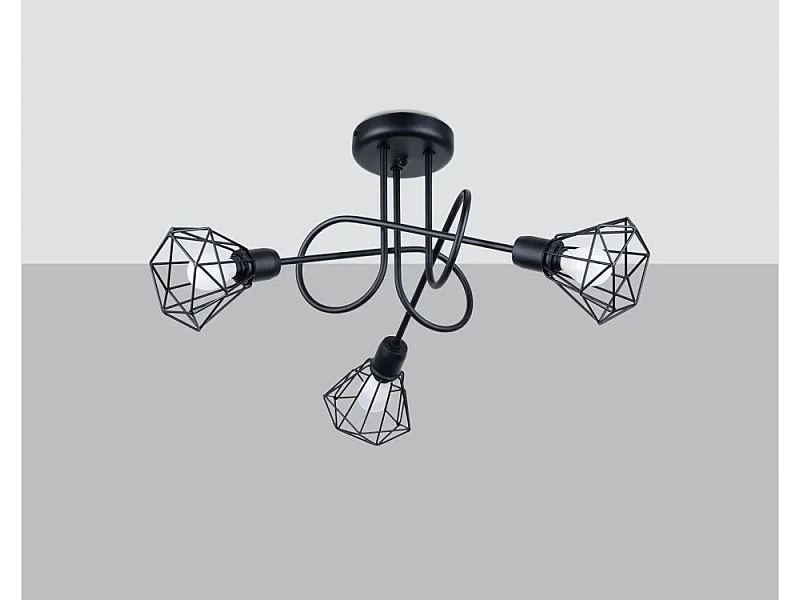 Sollux Artemis Plafonnier semi-encastré à bras multiples Noir