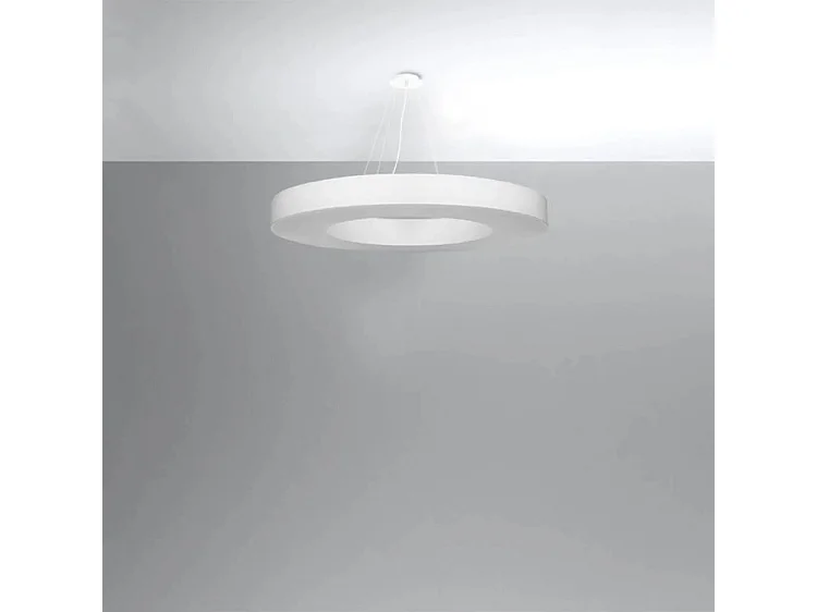 Lustres Saturno Minimalista, Tecido/Pvc/Aço - 8 Lichtbronnen - L.90 X H.102 Cm - Branco