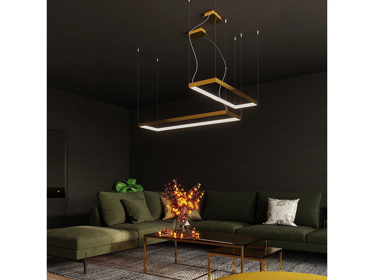 Sollux lichting Tuula Integrierte rechteckige LED-Deckenleuchte, Gold, 3000 K, 5757 lm