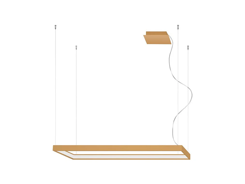 Sollux Lighting Tuula Plafonnier suspendu rectangulaire à DEL intégré, or, 3000K, 5757lm