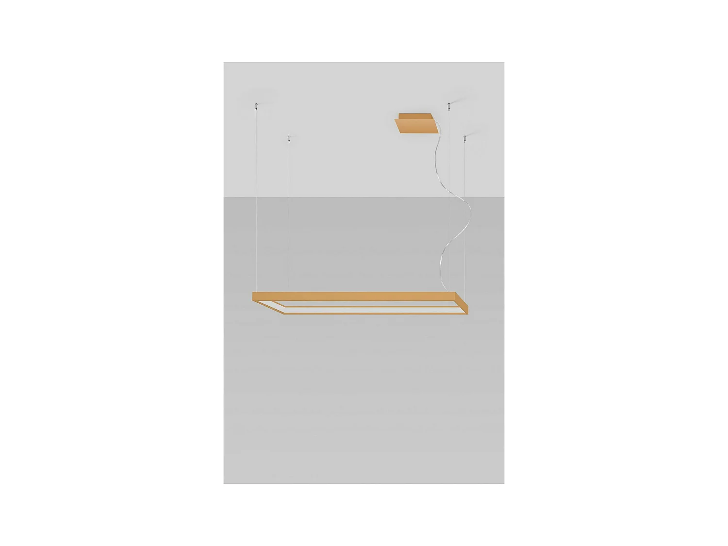 Sollux Lighting Tuula Plafonnier suspendu rectangulaire à DEL intégré, or, 3000K, 5757lm