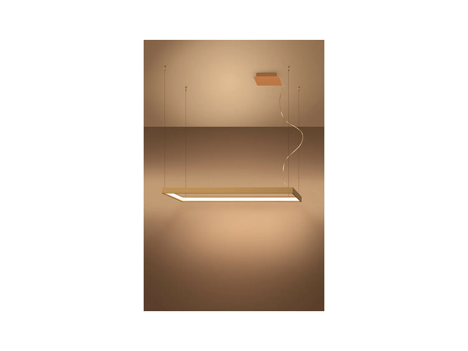 Sollux Lighting Tuula Plafonnier suspendu rectangulaire à DEL intégré, or, 3000K, 5757lm