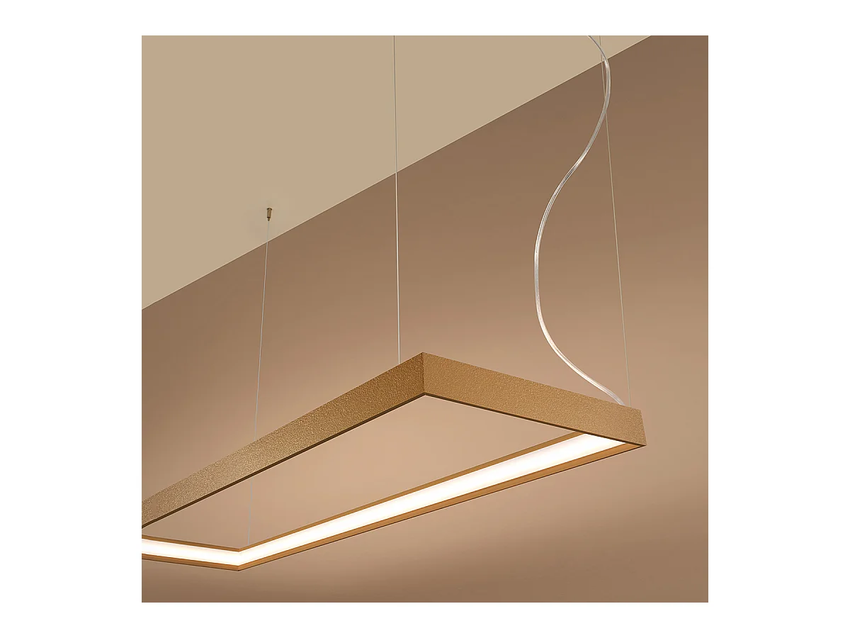 Sollux Lighting Tuula Plafonnier suspendu rectangulaire à DEL intégré, or, 3000K, 5757lm