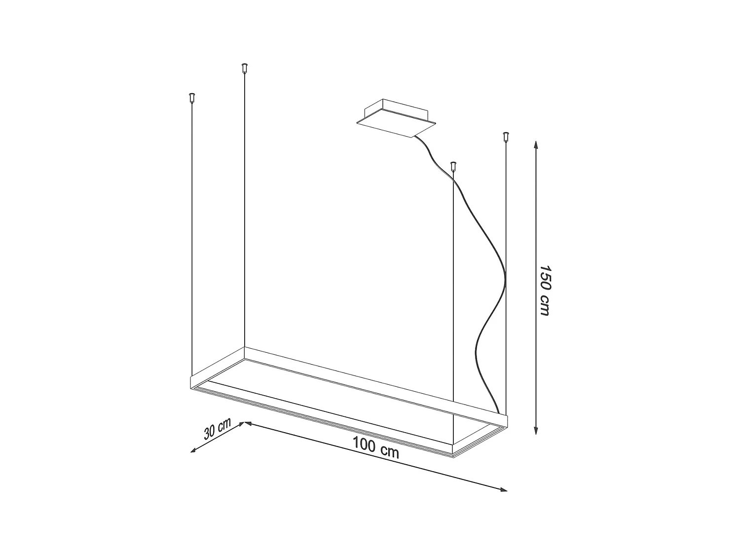 Sollux Lighting Tuula Plafonnier suspendu rectangulaire à DEL intégré, or, 3000K, 5757lm