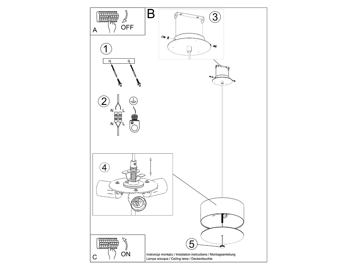 Sollux SKALA Suspension Cylindrique Blanc 30cm E27