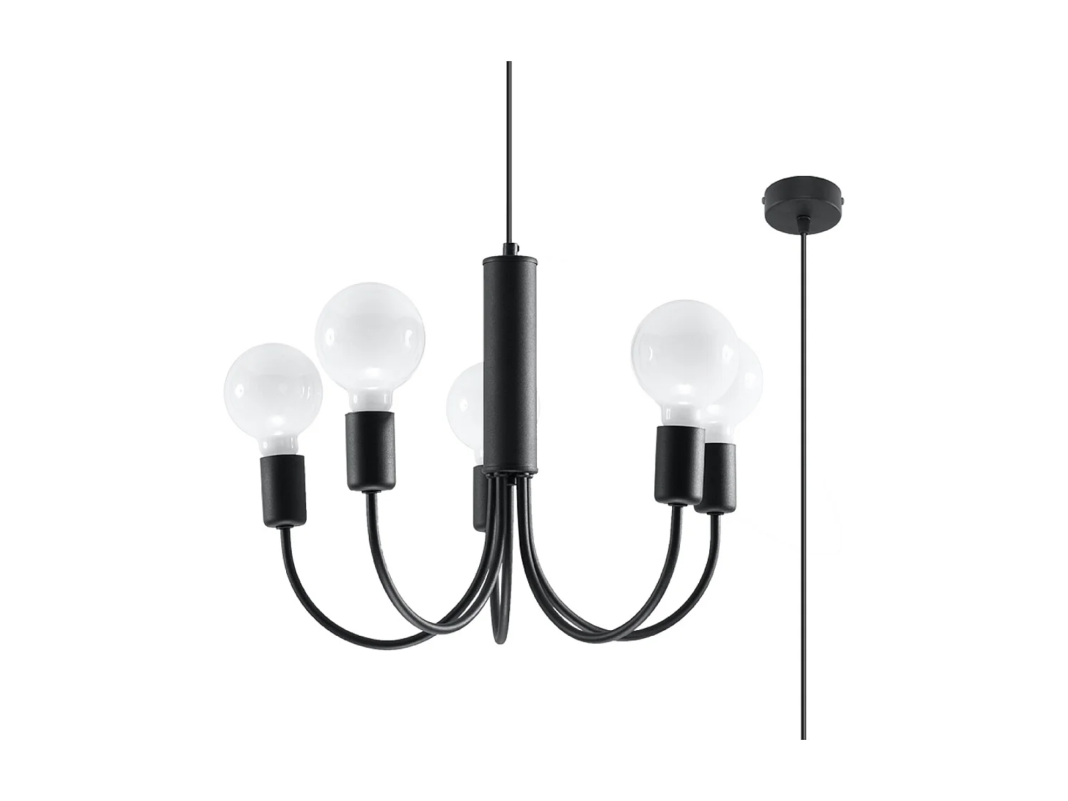 Multi Arm 5 Arm Pendelleuchte Black 5x E27 Multi Arm 5 Arm Pendelleuchte Schwarz 5x E27