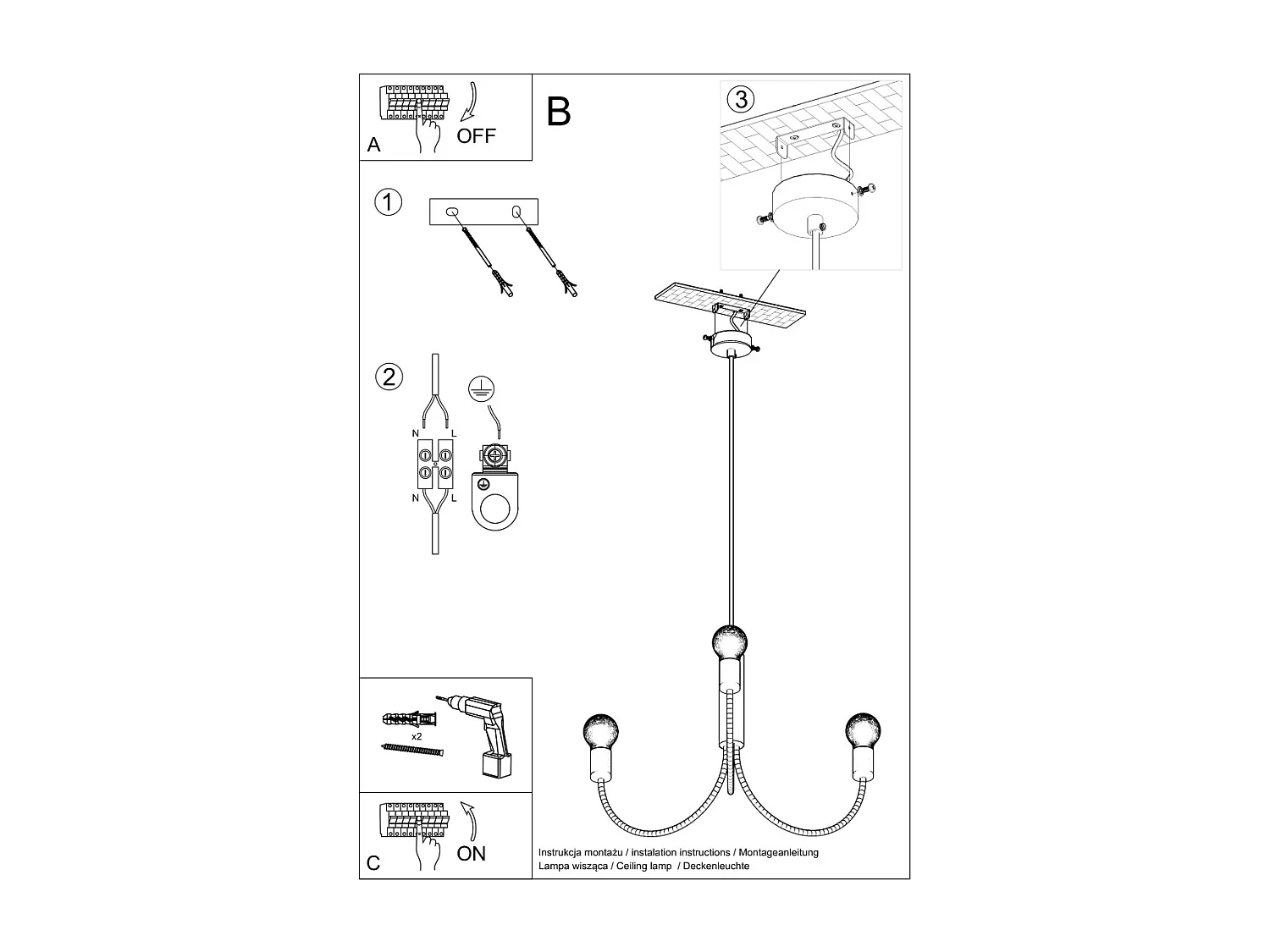 Multi Arm 5 Arm Pendelleuchte Black 5x E27 Multi Arm 5 Arm Pendelleuchte Schwarz 5x E27