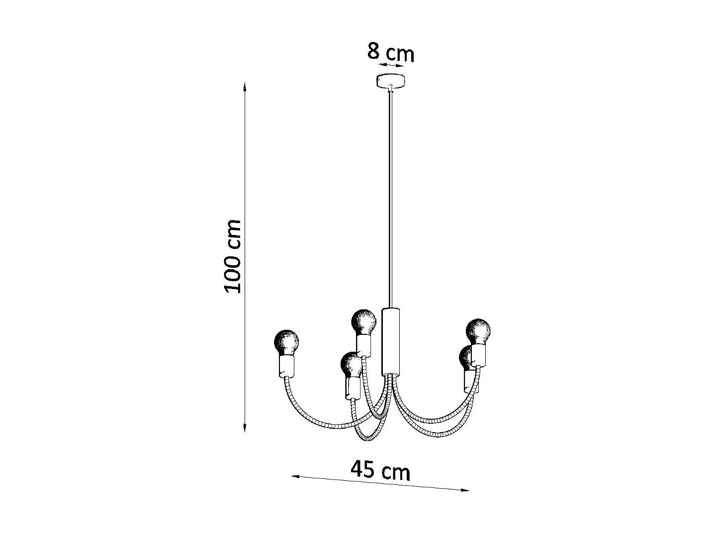 Sollux PICCOLO Suspension Multi Bras 5 Bras Noir 5x E27