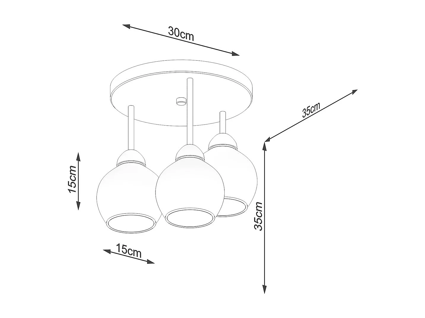 Sollux Alino Lampada da soffitto semi-incasso a braccio multiplo nera