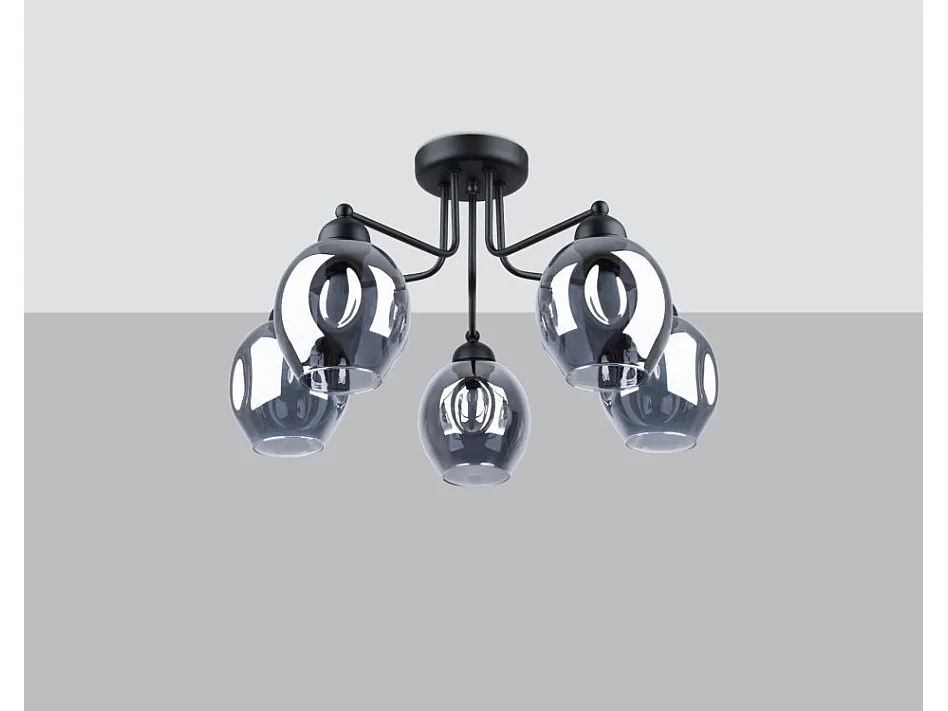 Kroonluchters Fillan Modern Van  - 5 Lichtbronnen - L.59 X H.36 Cm - Zwart