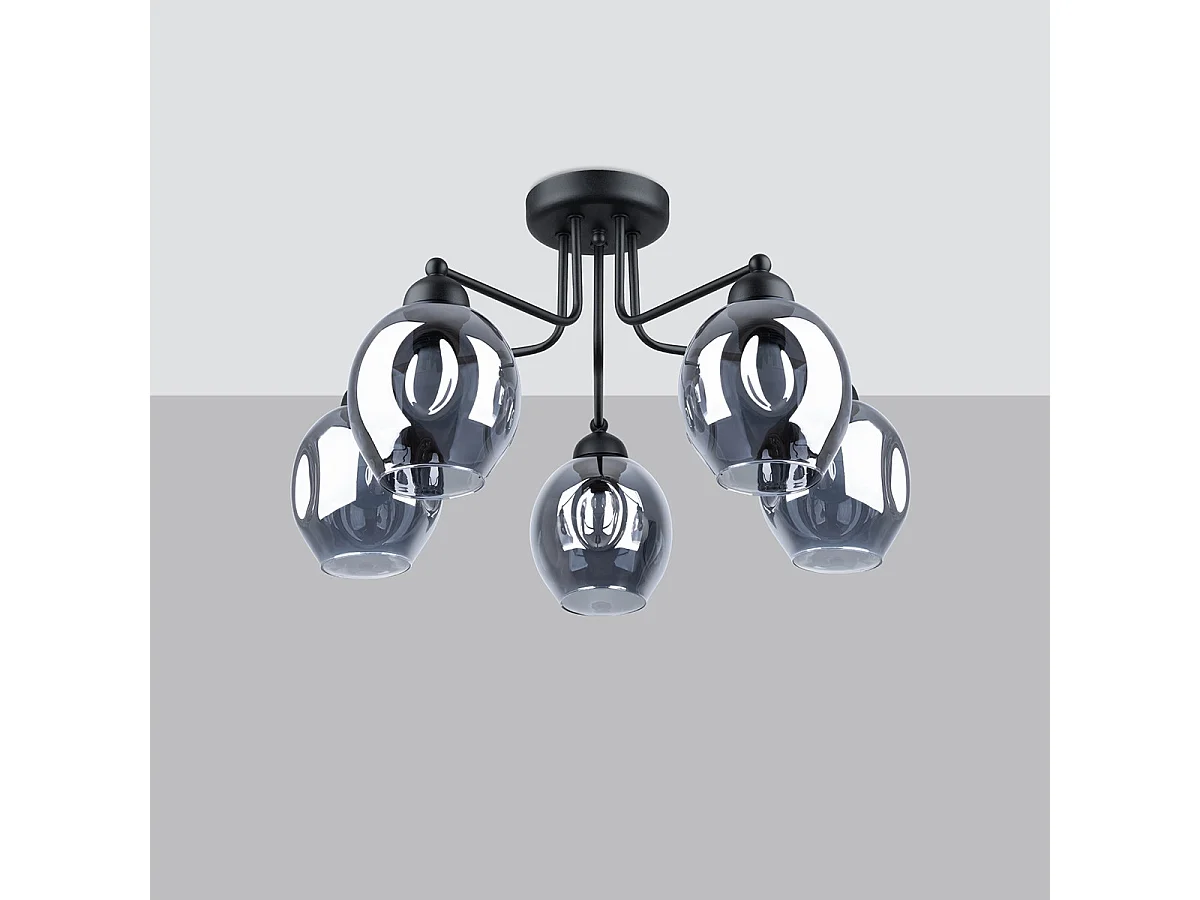 Kroonluchters Fillan Modern Van  - 5 Lichtbronnen - L.59 X H.36 Cm - Zwart