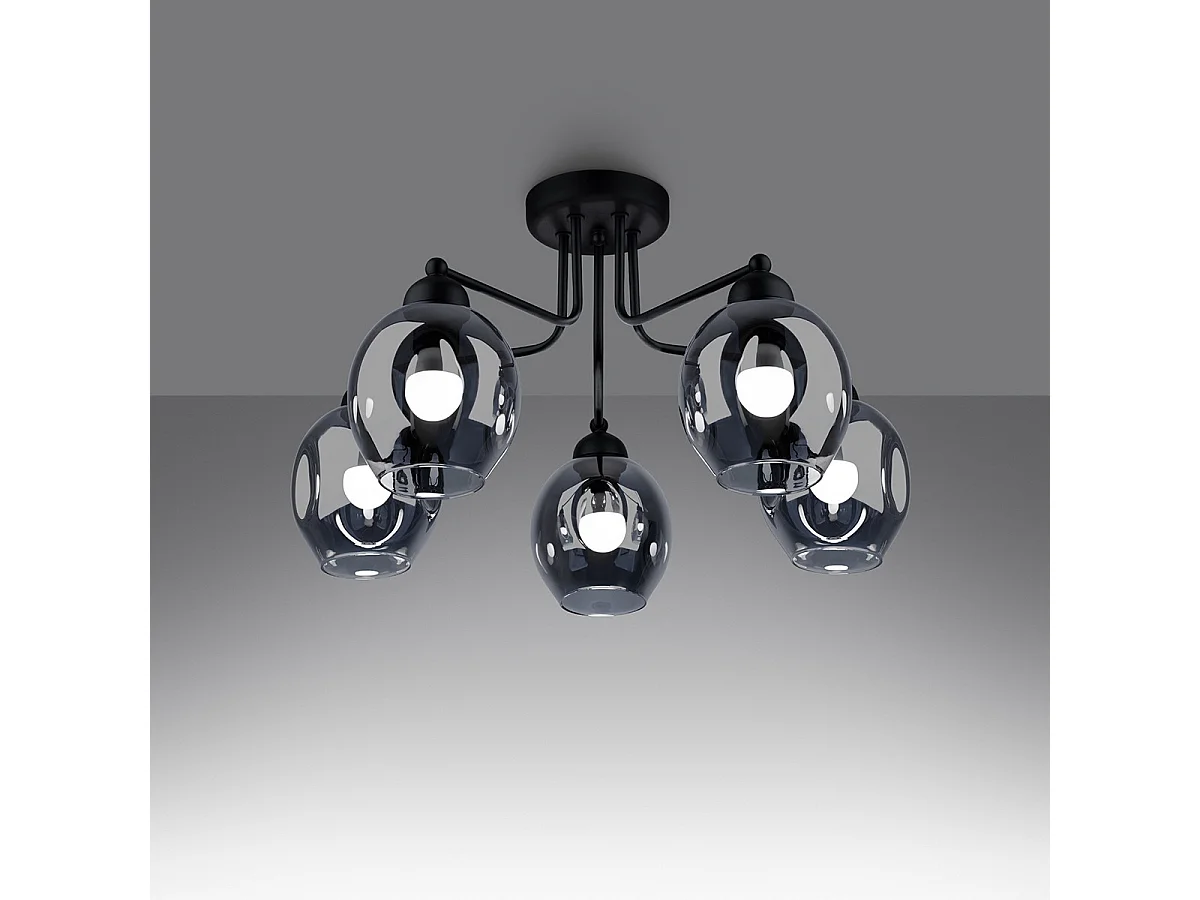 Kroonluchters Fillan Modern Van  - 5 Lichtbronnen - L.59 X H.36 Cm - Zwart