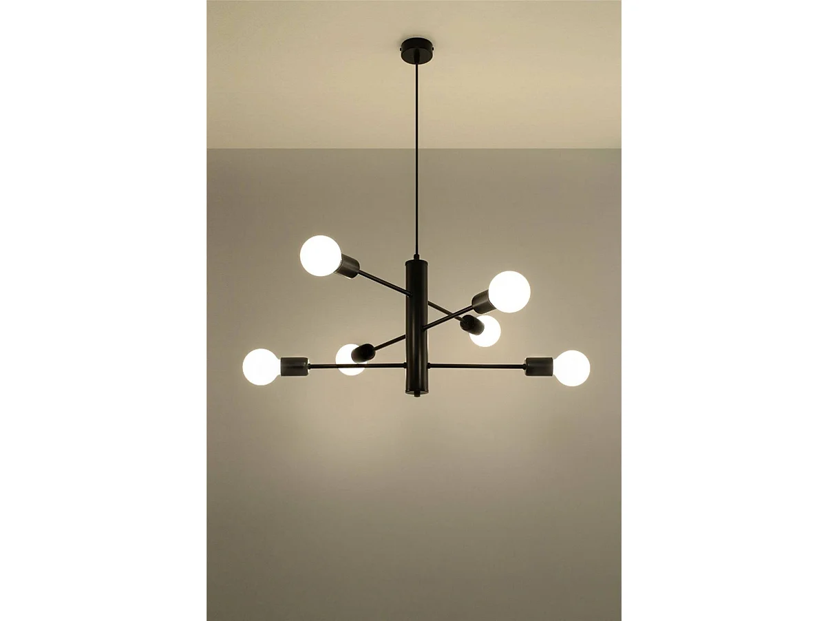 Sollux DUOMO - Lámpara colgante de techo con múltiples brazos, 6 luces, negro, E27