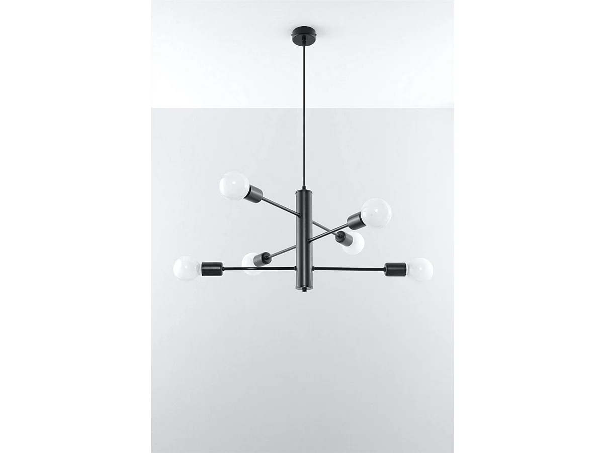 Sollux DUOMO - Lámpara colgante de techo con múltiples brazos, 6 luces, negro, E27
