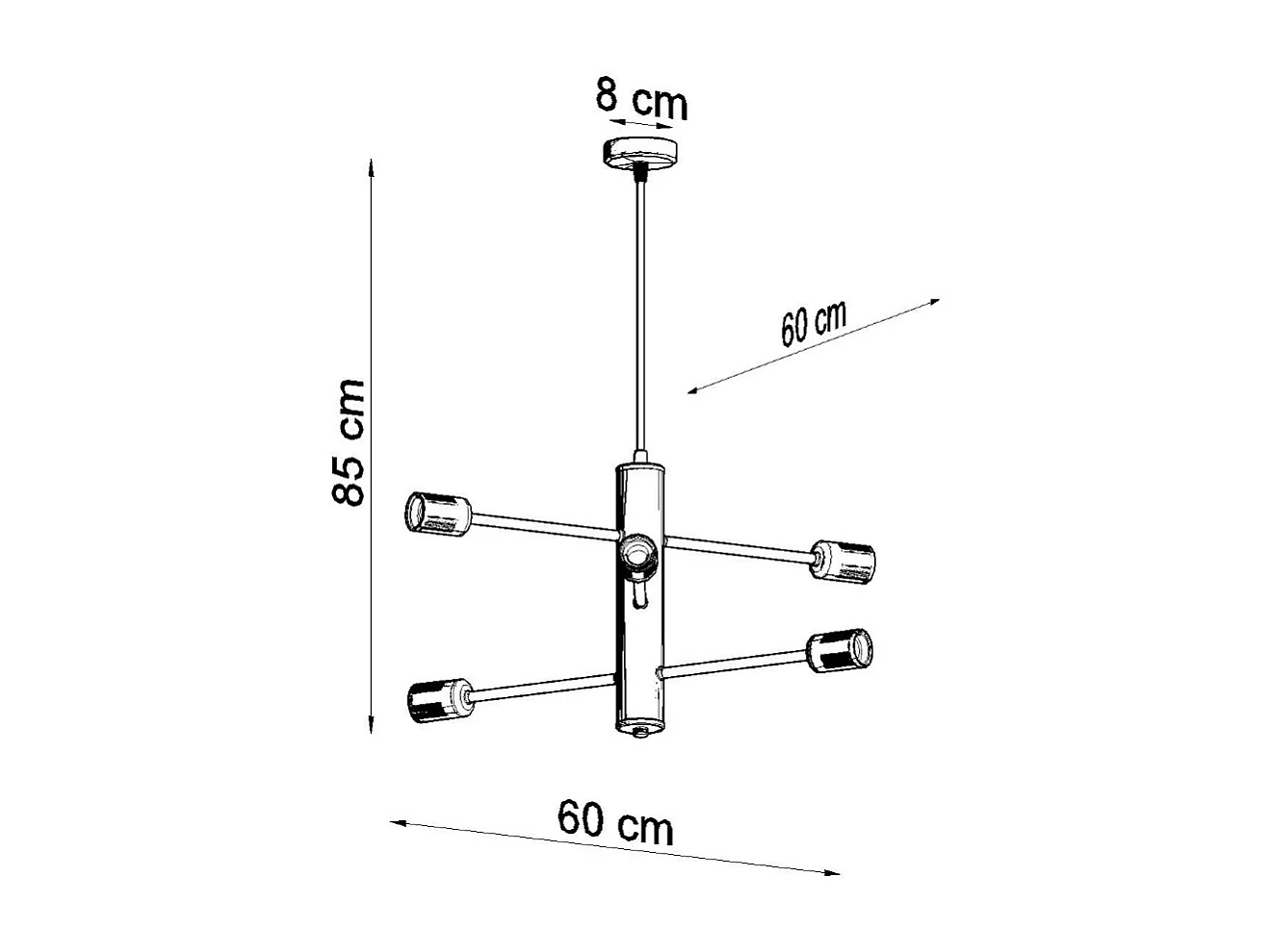Sollux DUOMO - Lámpara colgante de techo con múltiples brazos, 6 luces, negro, E27