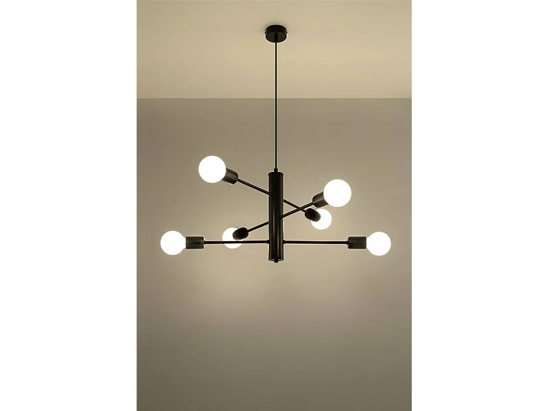 Sollux DUOMO Plafonnier à 6 bras multiples, noir, E27