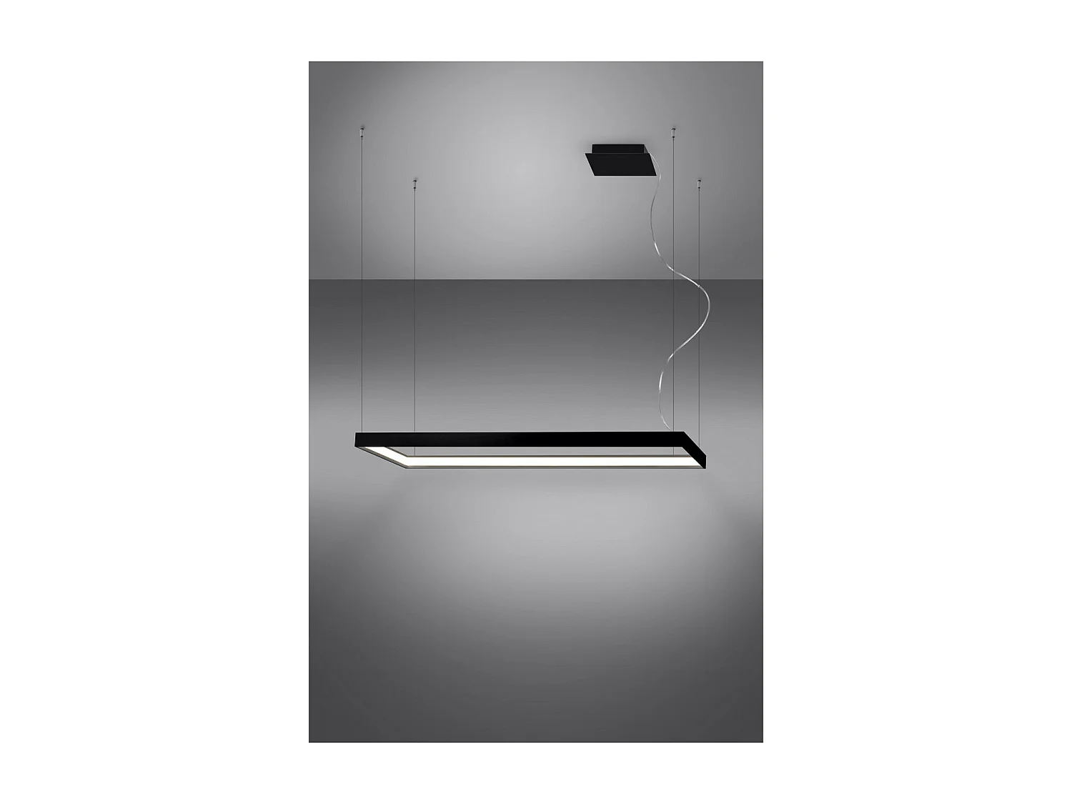 Sollux Lighting Tuula Luz de techo colgante rectangular LED integrada, negra, 4000K, 5757lm