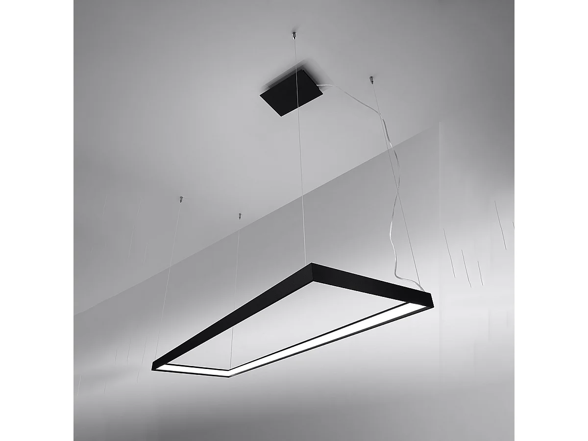 Sollux Lighting Tuula Luz de techo colgante rectangular LED integrada, negra, 4000K, 5757lm