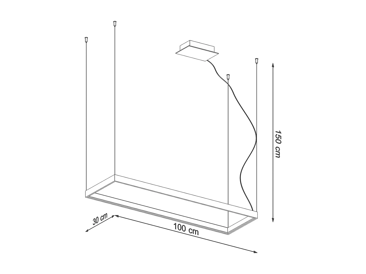Sollux Lighting Tuula Luz de techo colgante rectangular LED integrada, negra, 4000K, 5757lm