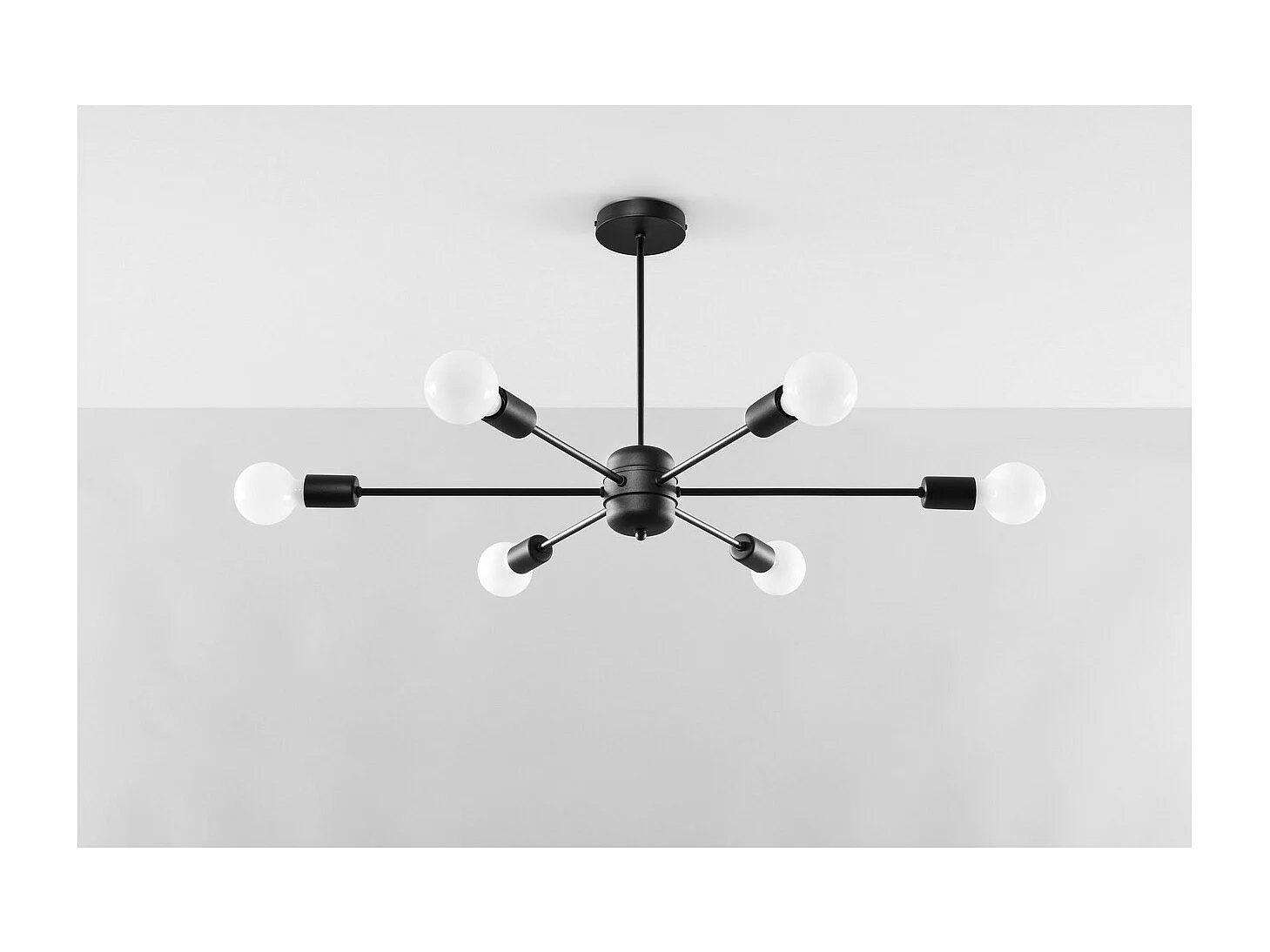 Sollux Lighting Lango Plafonnier semi-affleurant à bras multiples, noir, 6x E27