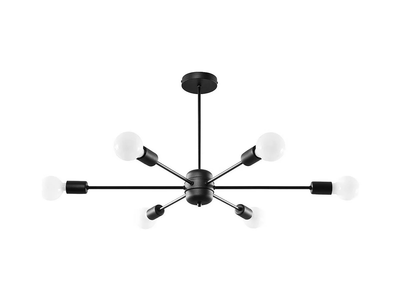 Sollux Lighting Lango Plafonnier semi-affleurant à bras multiples, noir, 6x E27
