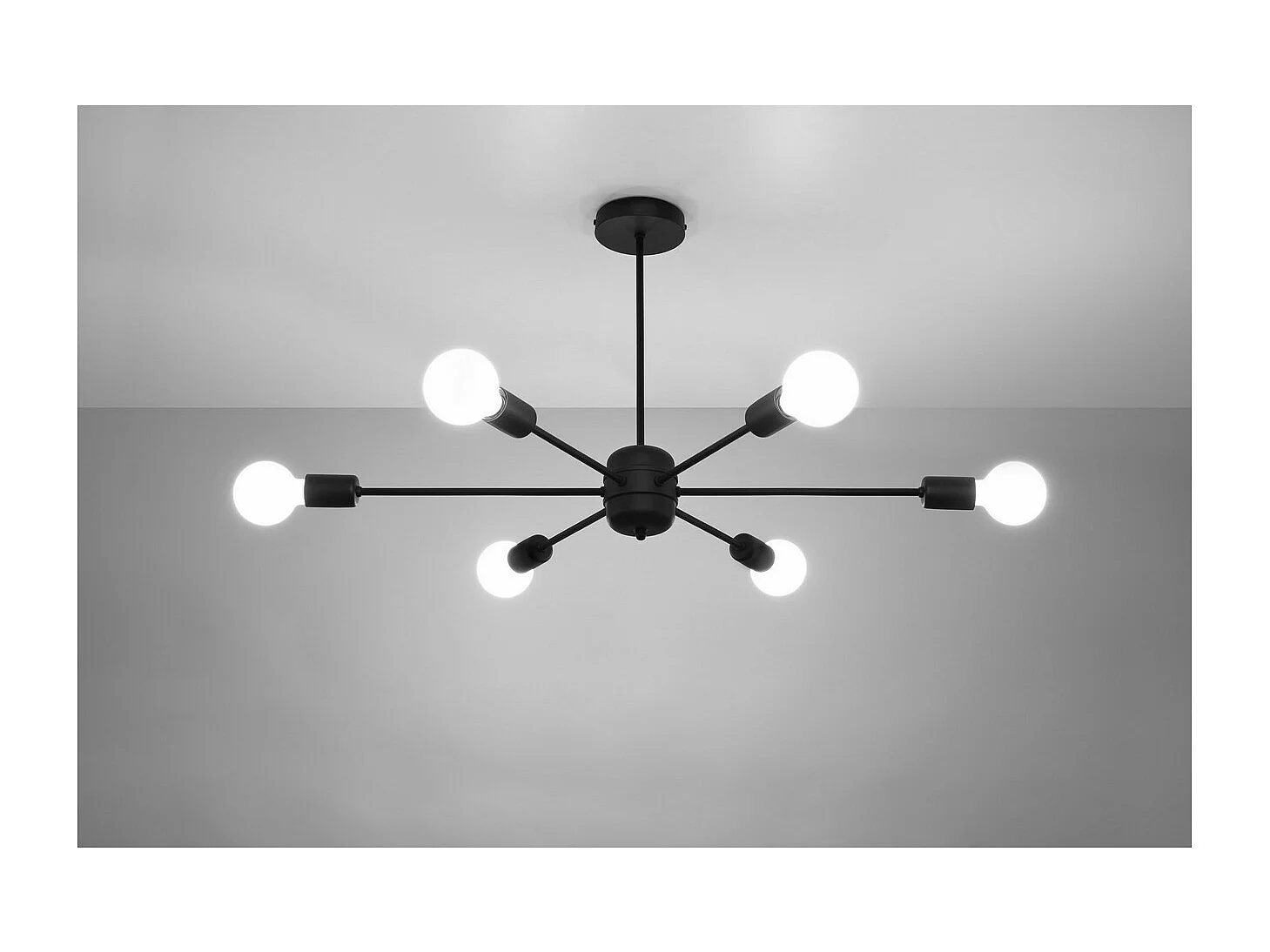 Sollux Lighting Lango Plafonnier semi-affleurant à bras multiples, noir, 6x E27