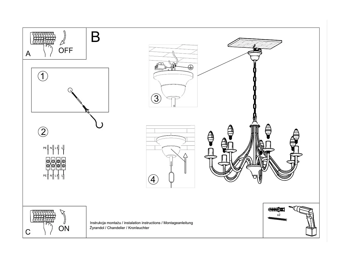 Sollux MINERWA - 7 Leichter mehrarmiger Kronleuchter Weiß, E14