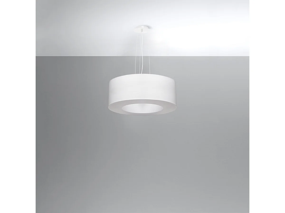 Lampadario Cilindrico Bianco 50cm E27 Lámpara colgante cilíndrica Blanca 50cm E27