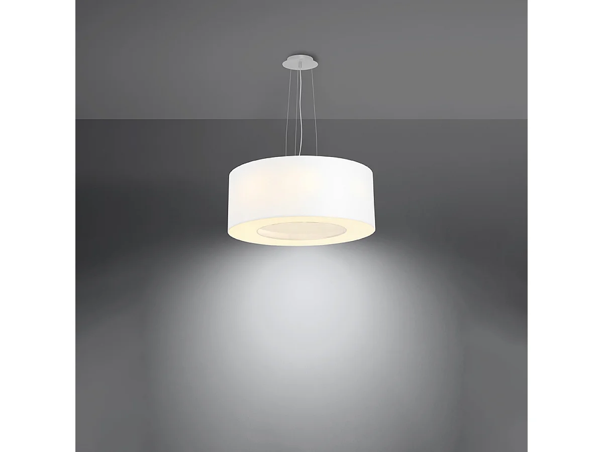 Kroonluchters Saturno Minimalistisch Van  - 5 Lichtbronnen - L.50 X H.112 Cm - Wit