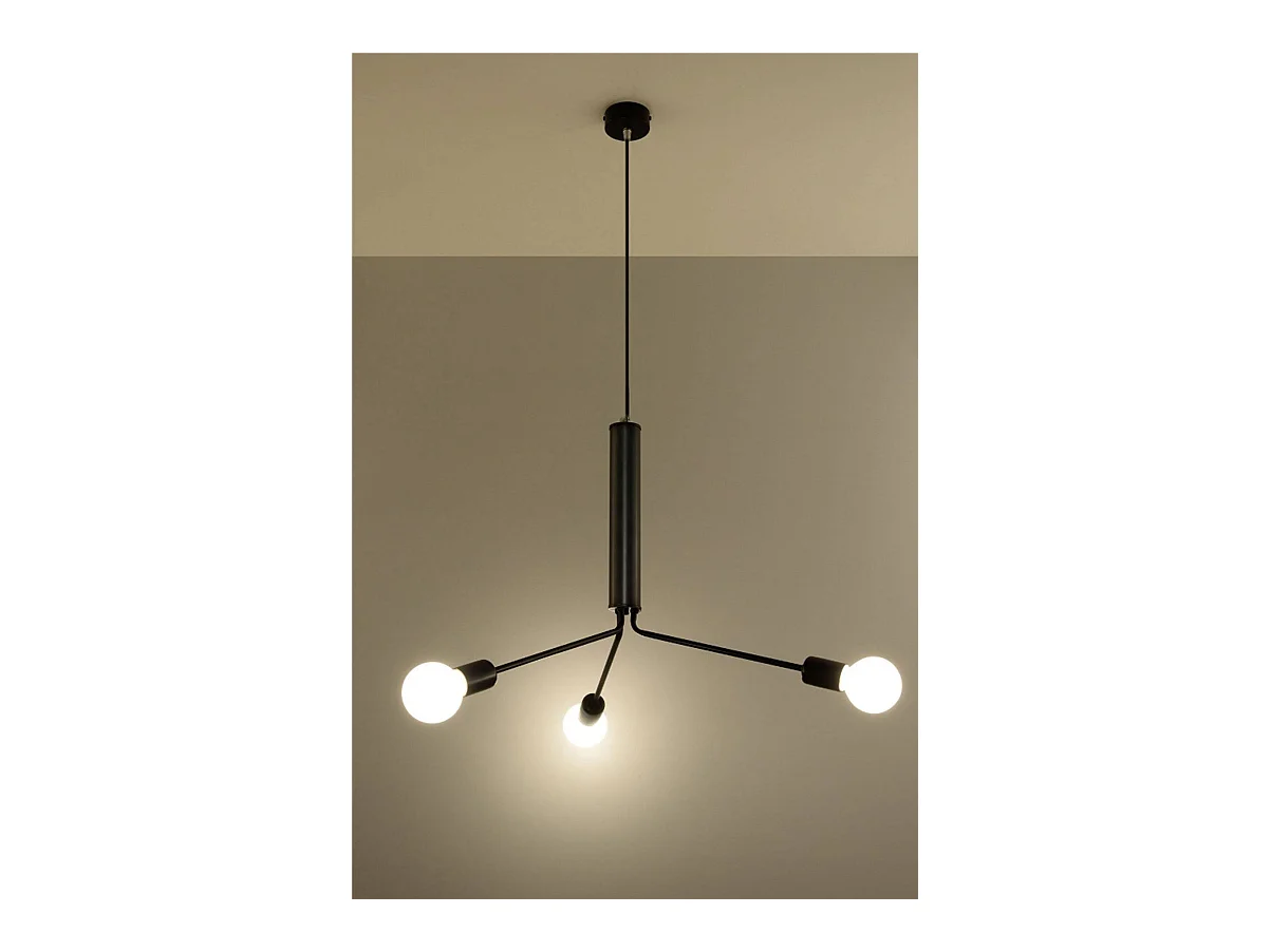 Sollux DUOMO - 3 licht Cluster-Hängelampe Anhänger Schwarz, E27