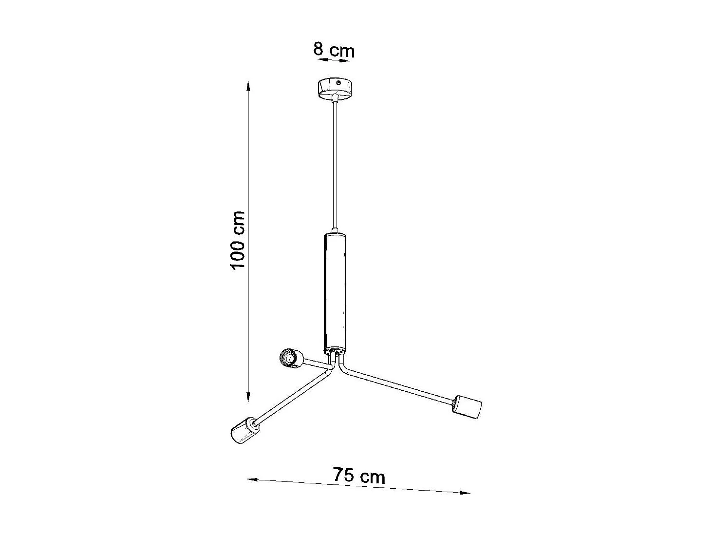 Sollux DUOMO - 3 licht Cluster-Hängelampe Anhänger Schwarz, E27