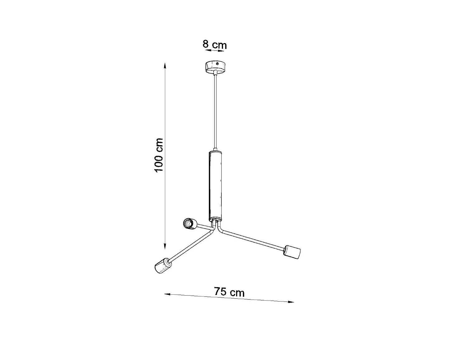 Sollux DUOMO Suspension à 3 grappes de lumière noire, E27