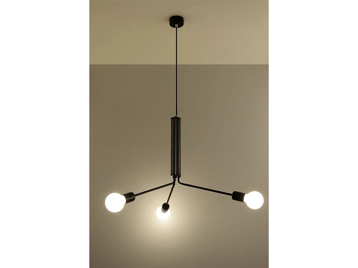 Sollux DUOMO Suspension à 3 grappes de lumière noire, E27