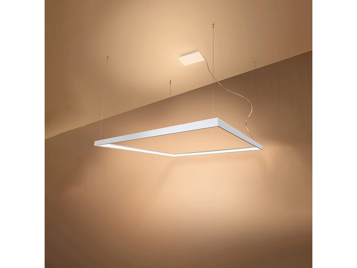 Sollux Lighting Nelya Plafonnier suspendu carré à LED intégré, blanc, 3000K, 8096lm