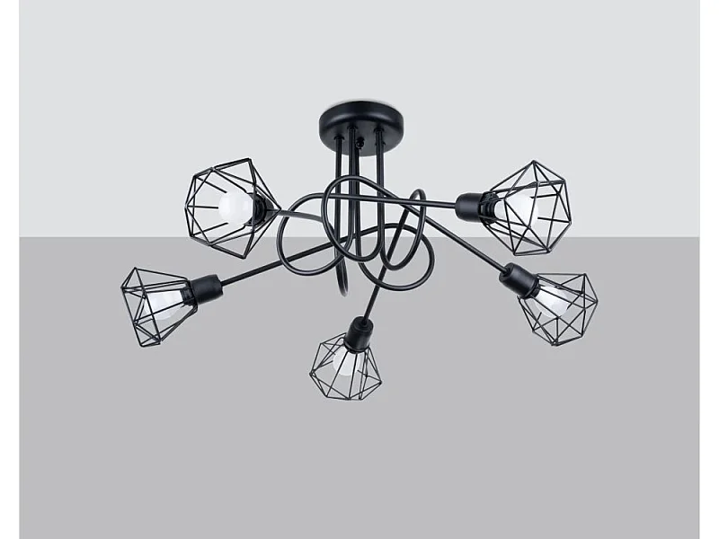 Sollux Artemis Halbbündige Deckenleuchte mit mehreren Armen, Schwarz