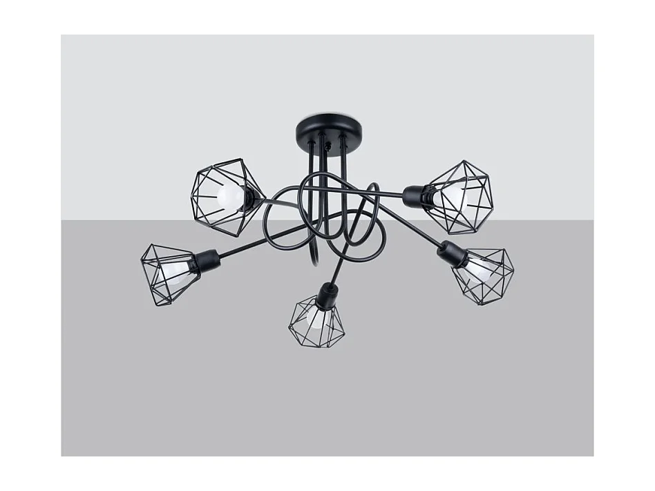 Kroonluchters Artemis Modern Van  - 5 Lichtbronnen - L.58 X H.28,5 Cm - Zwart