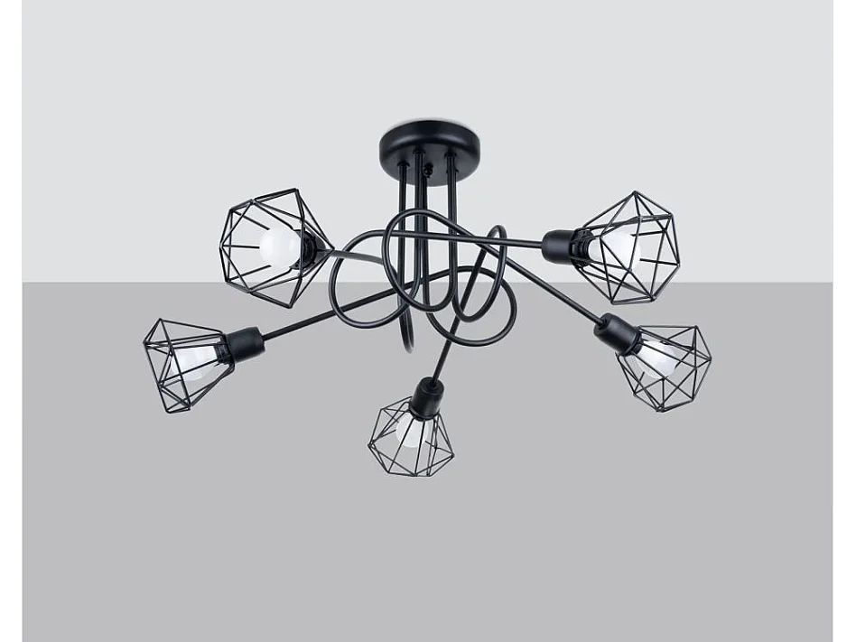 Sollux Artemis Lampada da soffitto semi-incasso a braccio multiplo nera