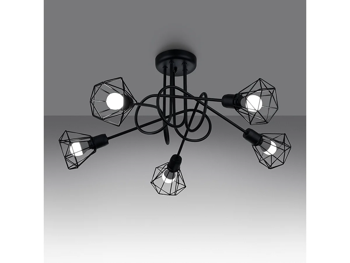 Sollux Artemis Lampada da soffitto semi-incasso a braccio multiplo nera