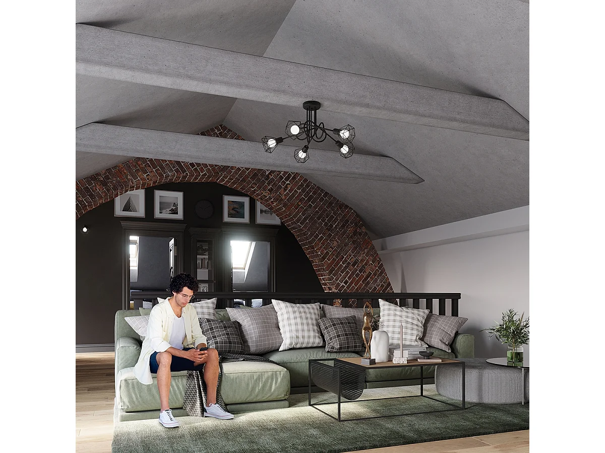 Sollux Artemis Lampada da soffitto semi-incasso a braccio multiplo nera