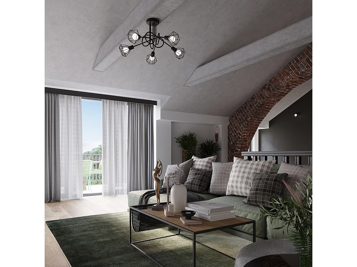 Sollux Artemis Lampada da soffitto semi-incasso a braccio multiplo nera