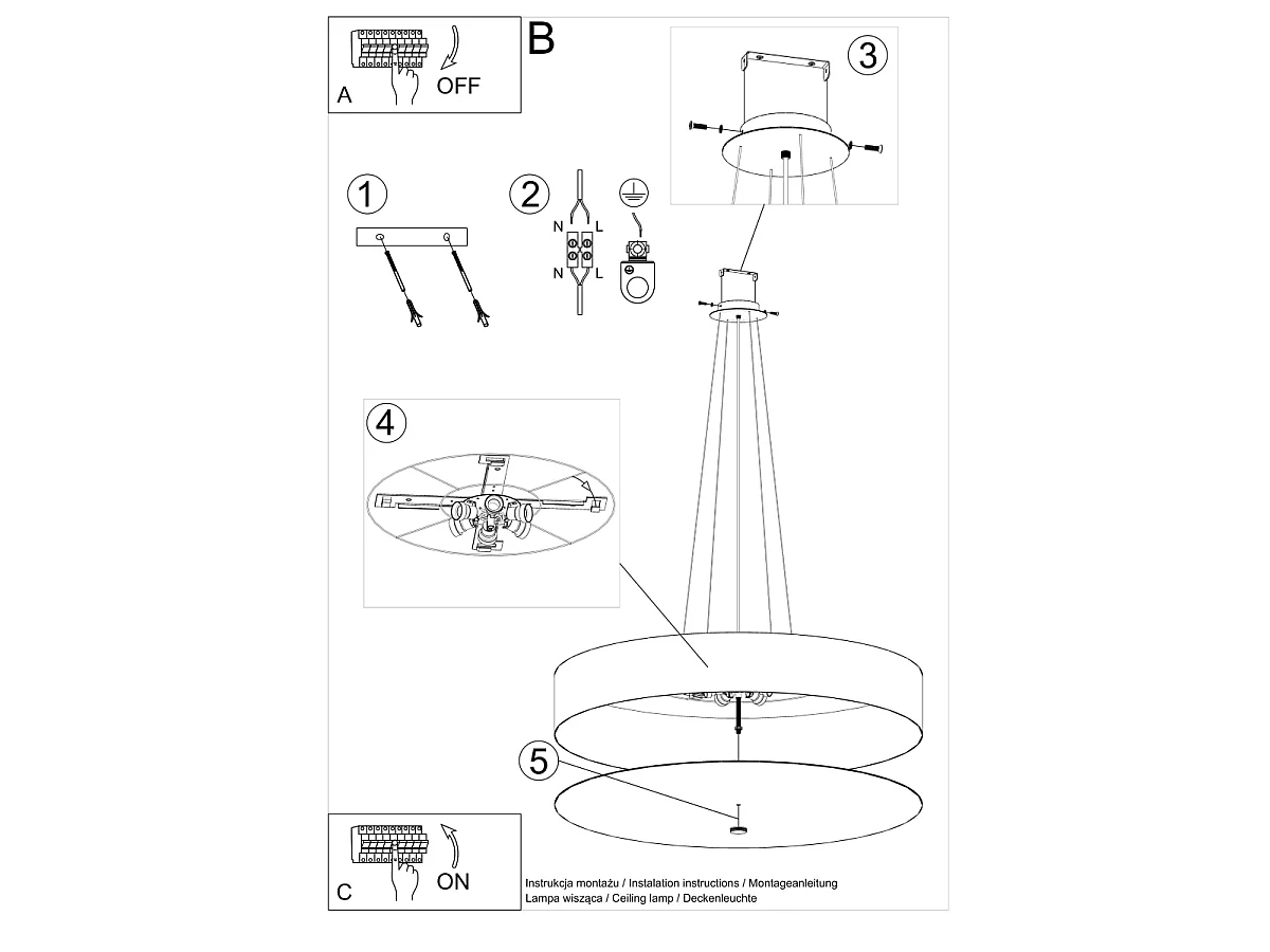 Sollux SKALA Suspension Cylindrique Noir 90cm E27
