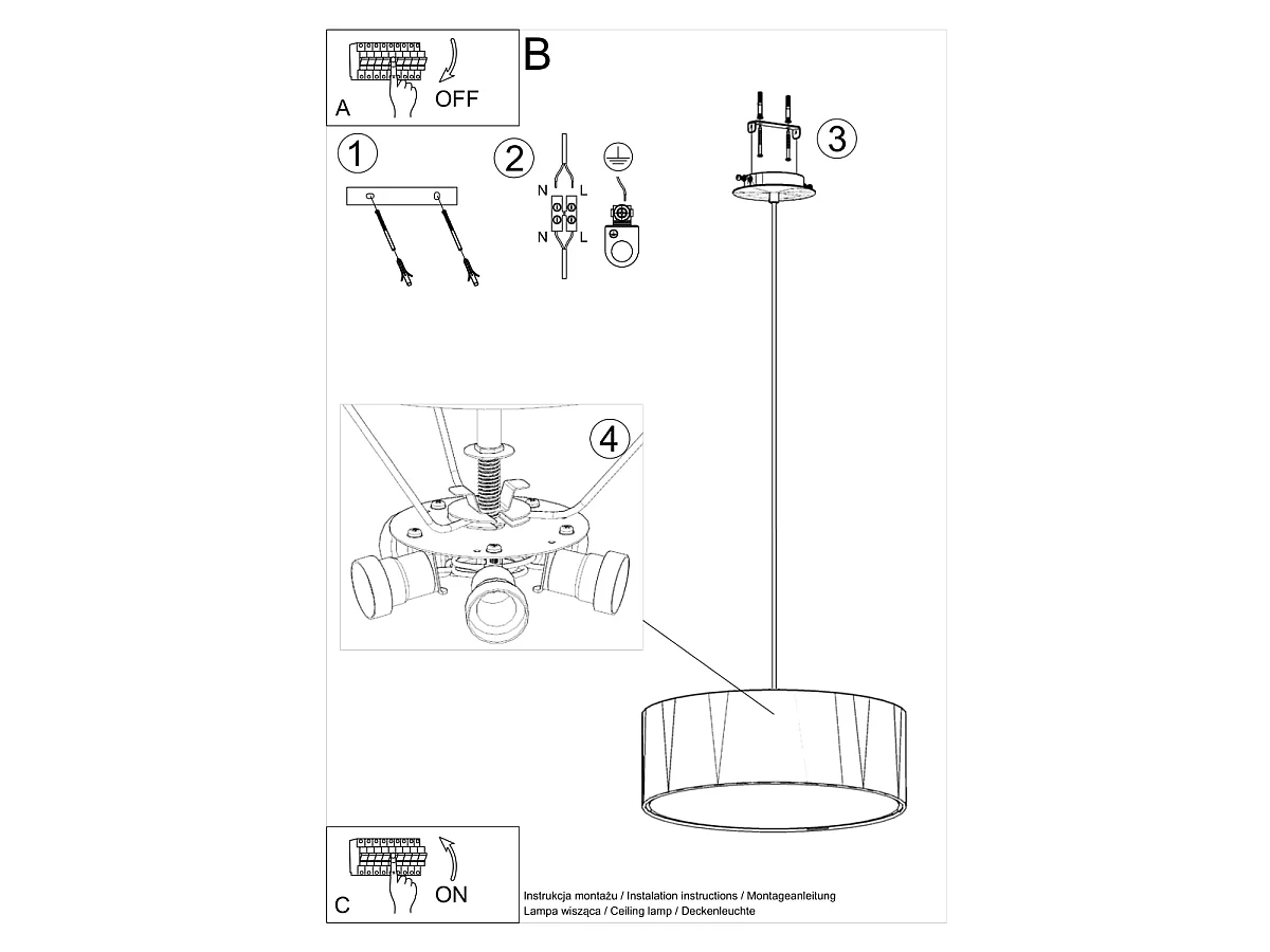 Sollux ROLLO Suspension Cylindrique Blanc 45cm E27